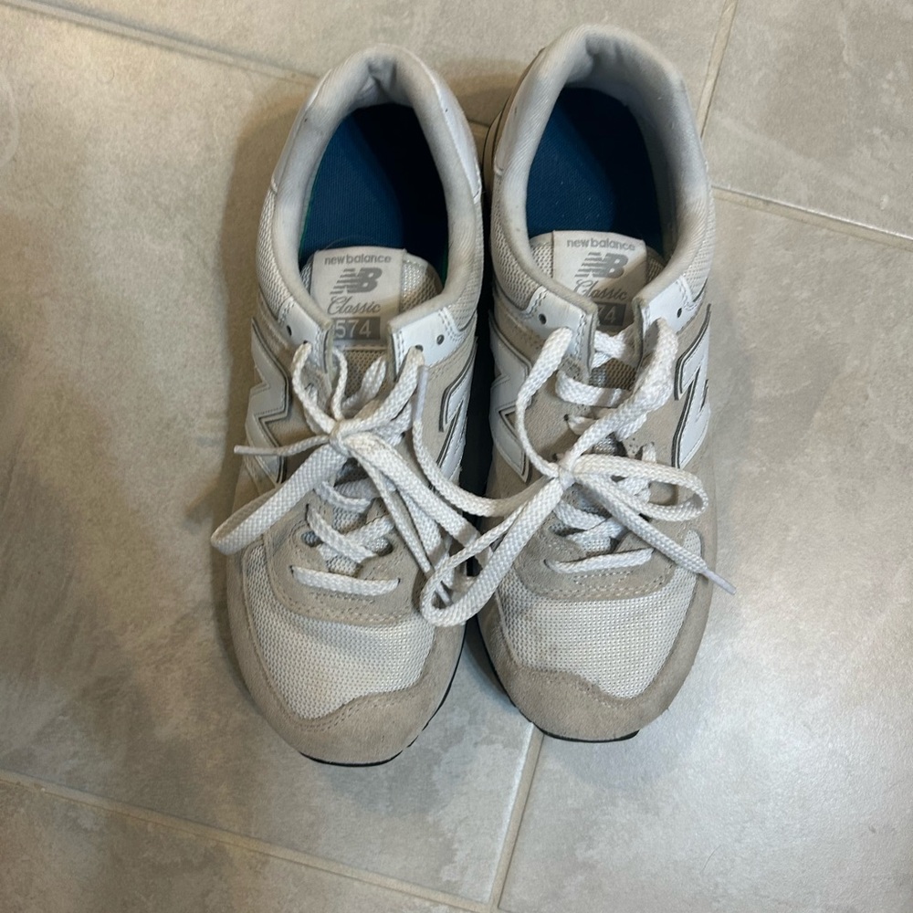 New Balance Tan and White Sneakers, lightly worn